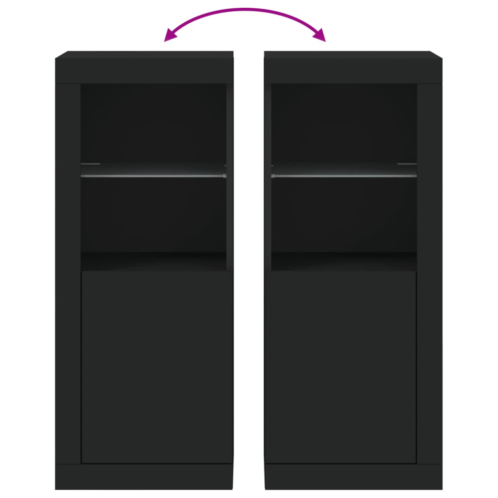 Skjenk Svart med LED-lys 41x37x100 cm