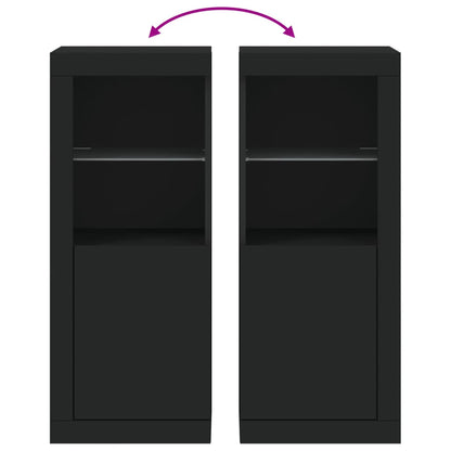 Skjenk Svart med LED-lys 41x37x100 cm