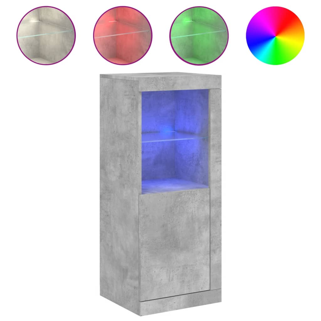 Skjenk Betonggrå med LED-lys 41x37x100 cm