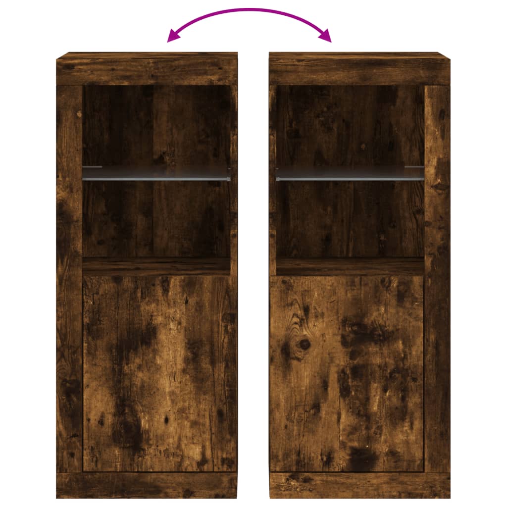 Skjenk Røkt Eik med LED-lys 41x37x100 cm