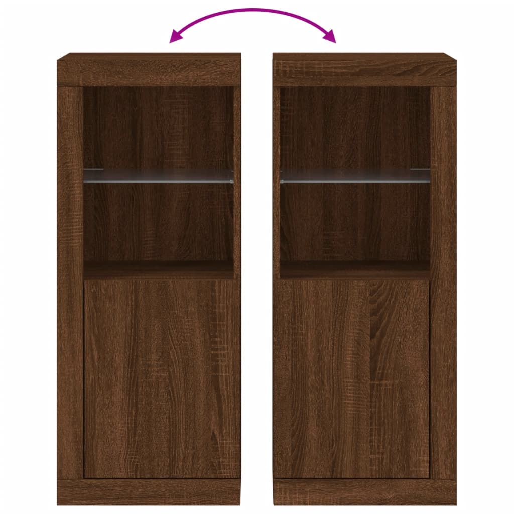 Skjenk Brun Eik med LED-lys 41x37x100 cm