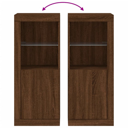 Skjenk Brun Eik med LED-lys 41x37x100 cm