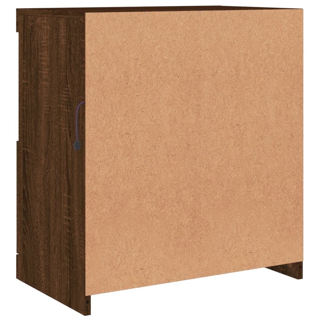 Skjenk Brun Eik med LED-lys 60x37x67 cm