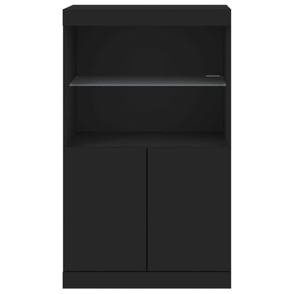 Skjenk Svart med LED-lys 60,5x37x100 cm