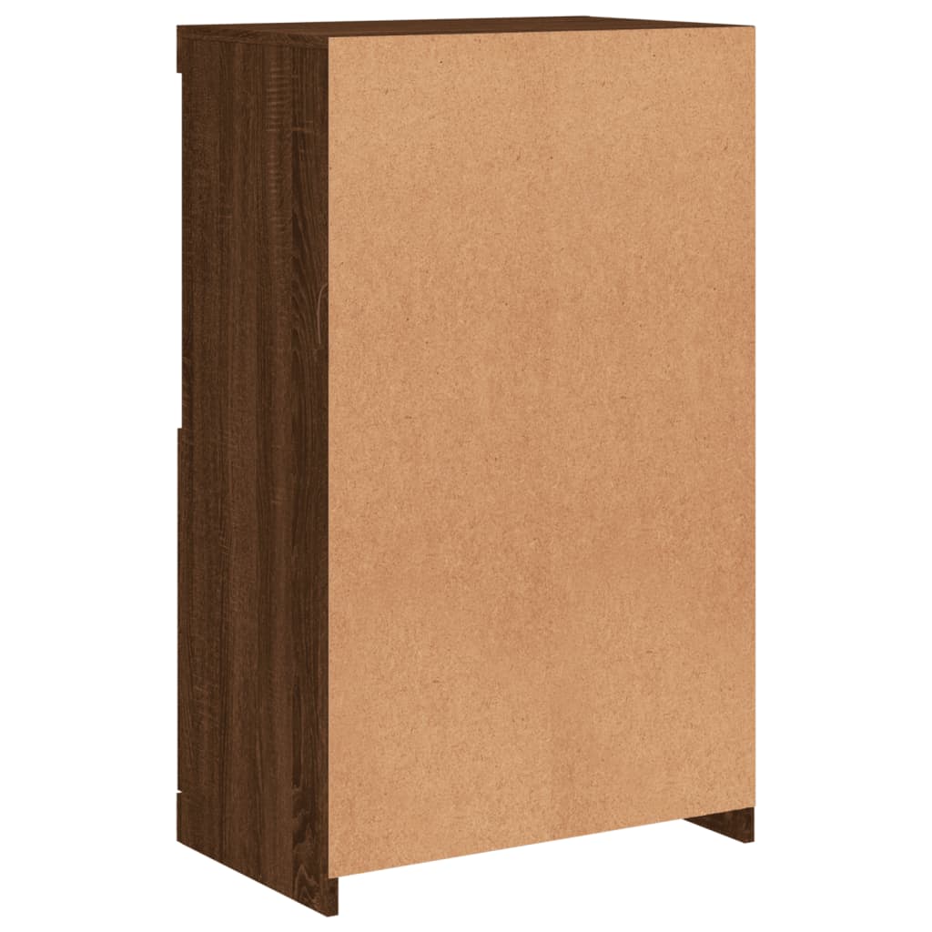 Skjenk Brun Eik med LED-lys 60,5x37x100 cm