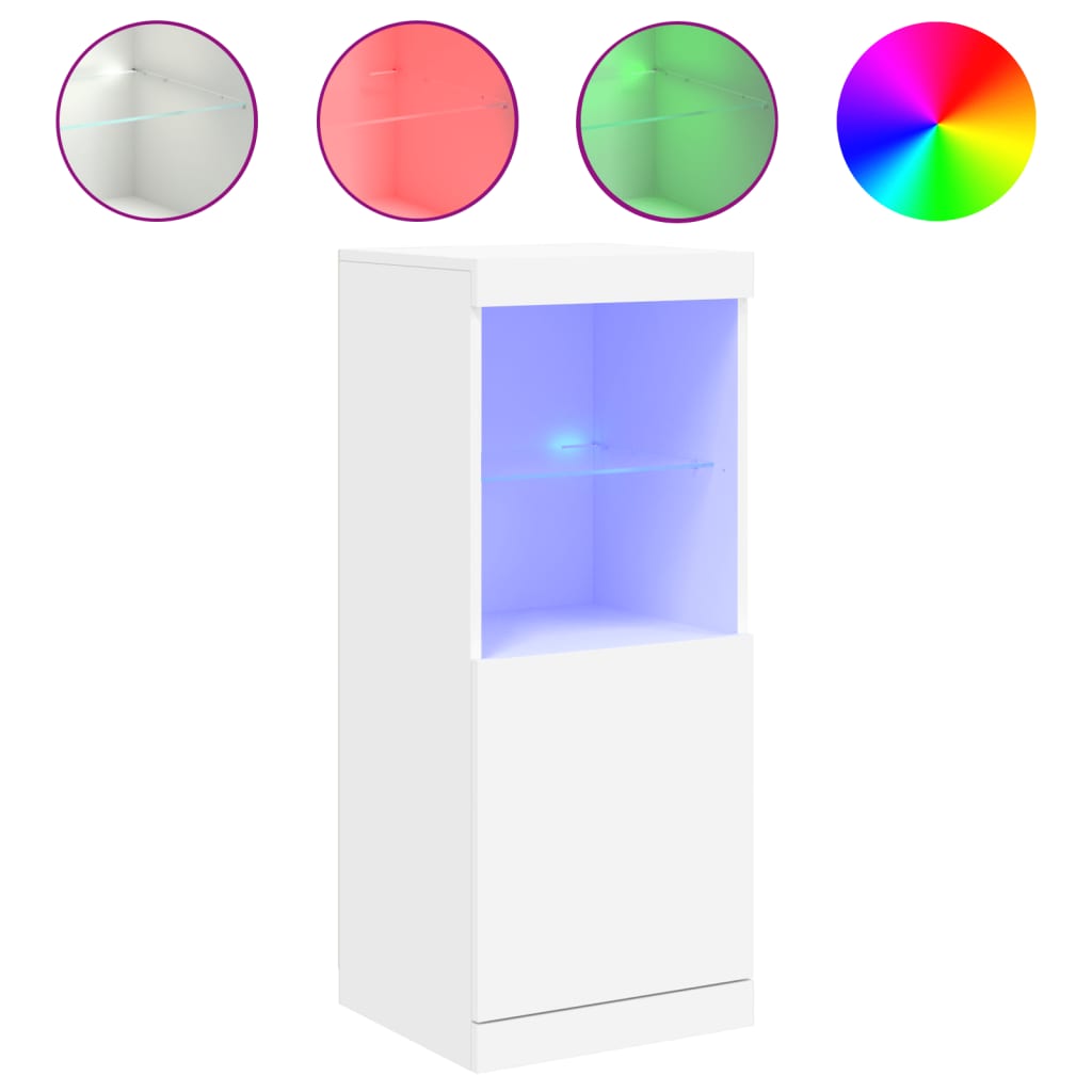 Skjenk Hvit med LED-lys 41x37x100 cm