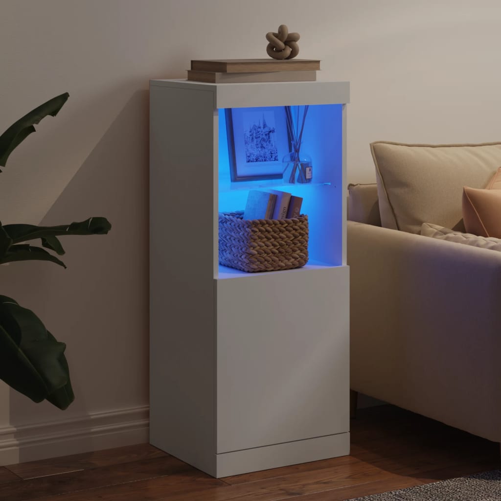 Skjenk Hvit med LED-lys 41x37x100 cm