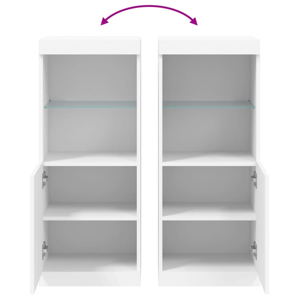 Skjenk Hvit med LED-lys 41x37x100 cm