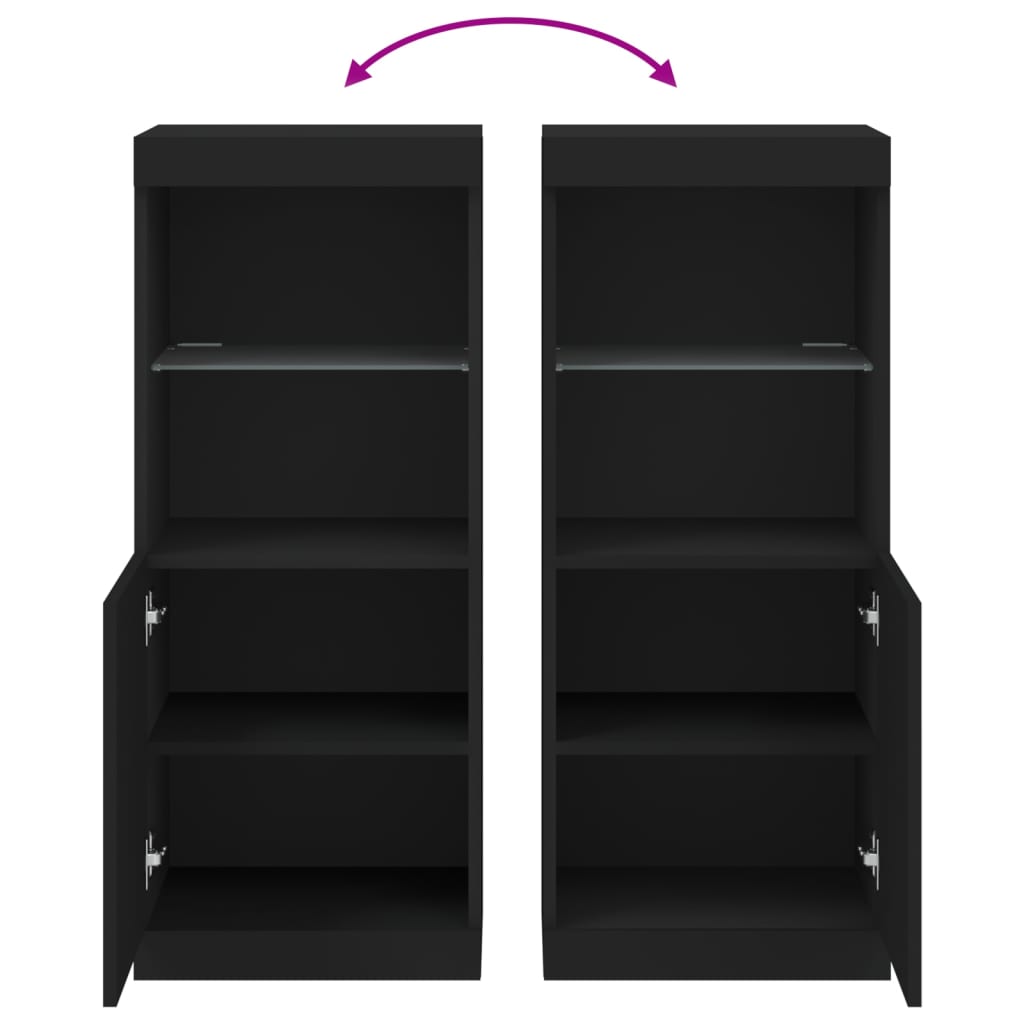 Skjenk Svart med LED-lys 41x37x100 cm