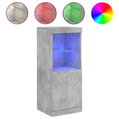 Skjenk Betonggrå med LED-lys 41x37x100 cm