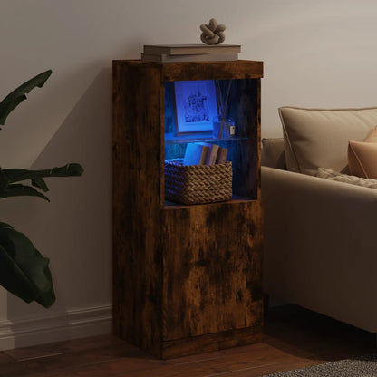 Skjenk Røkt Eik med LED-lys 41x37x100 cm