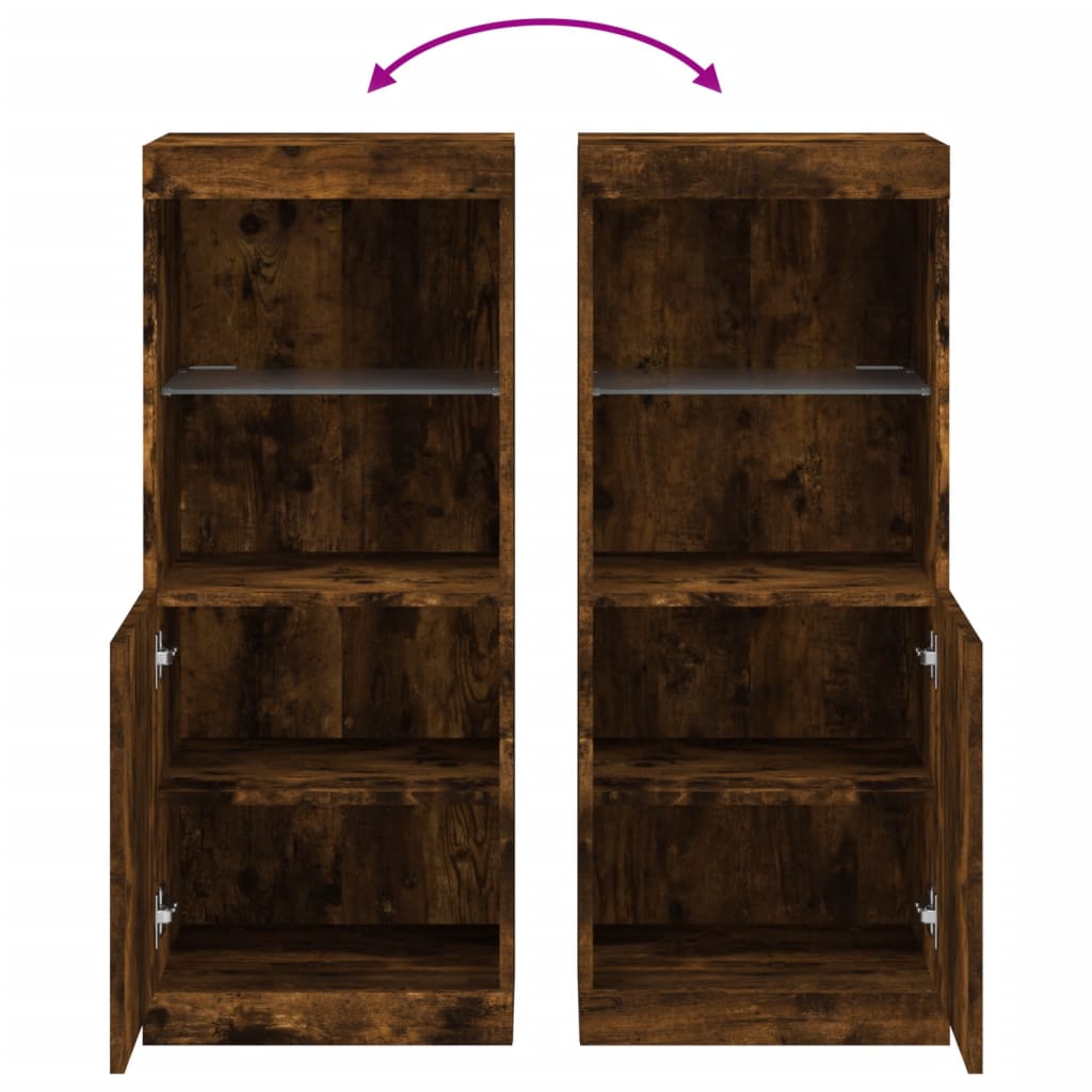 Skjenk Røkt Eik med LED-lys 41x37x100 cm