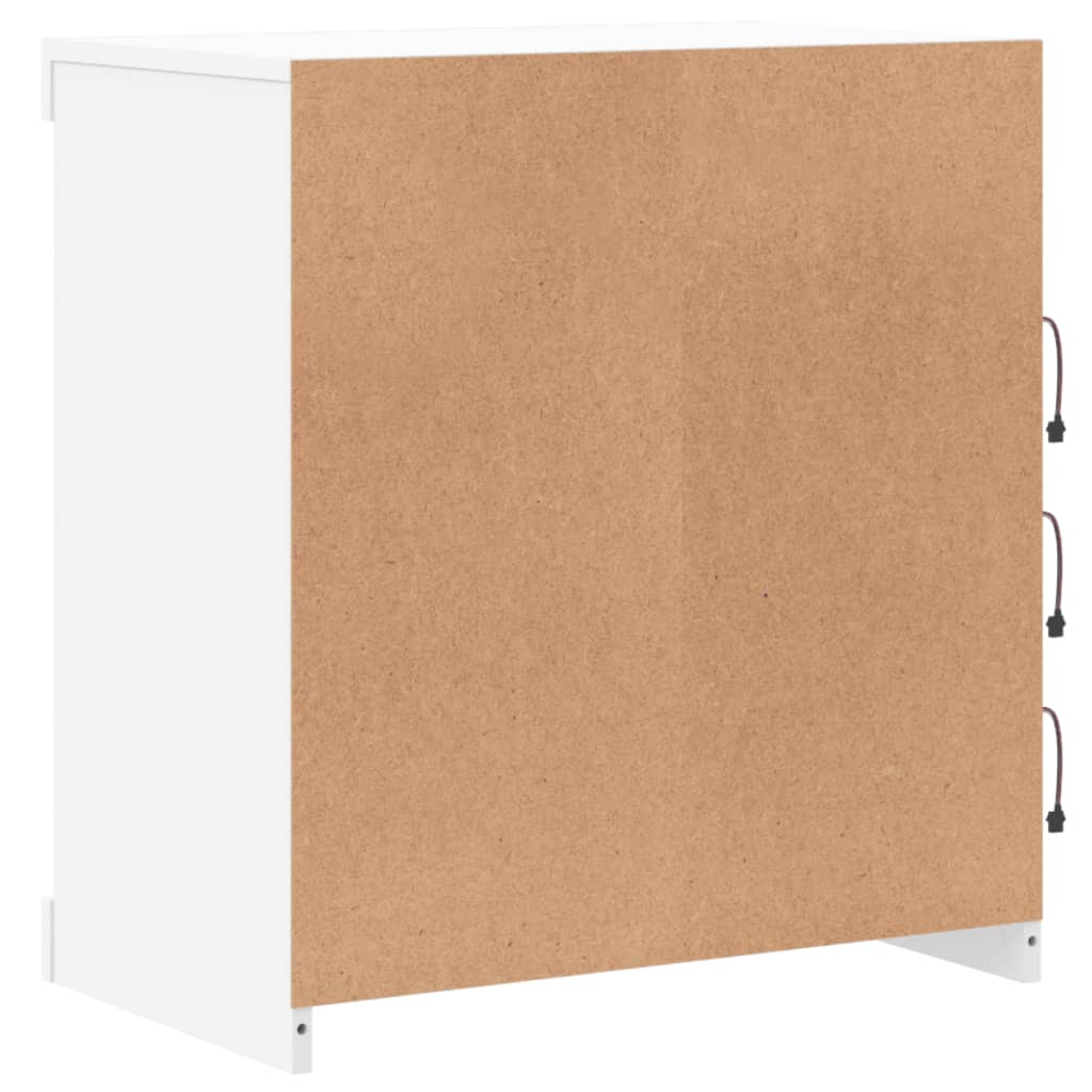 Skjenk Hvit med LED-lys 60,5x37x67 cm