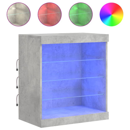 Skjenk Betonggrå med LED-lys 60,5x37x67 cm