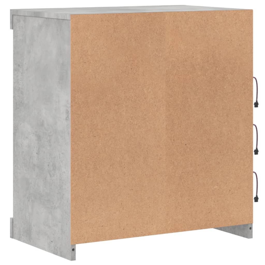 Skjenk Betonggrå med LED-lys 60,5x37x67 cm