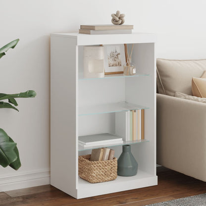 Skjenk Hvit med LED-lys 60,5x37x100 cm