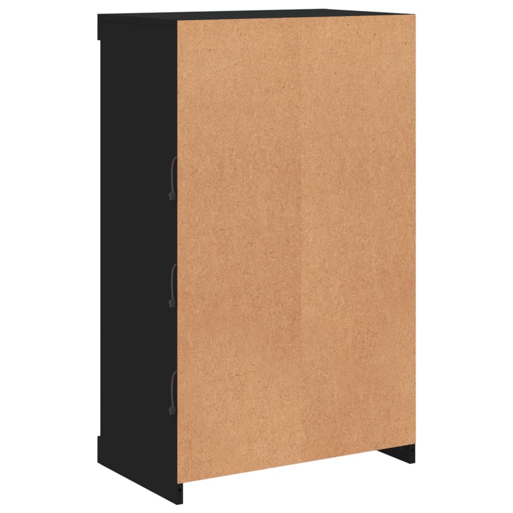 Skjenk Svart med LED-lys 60,5x37x100 cm