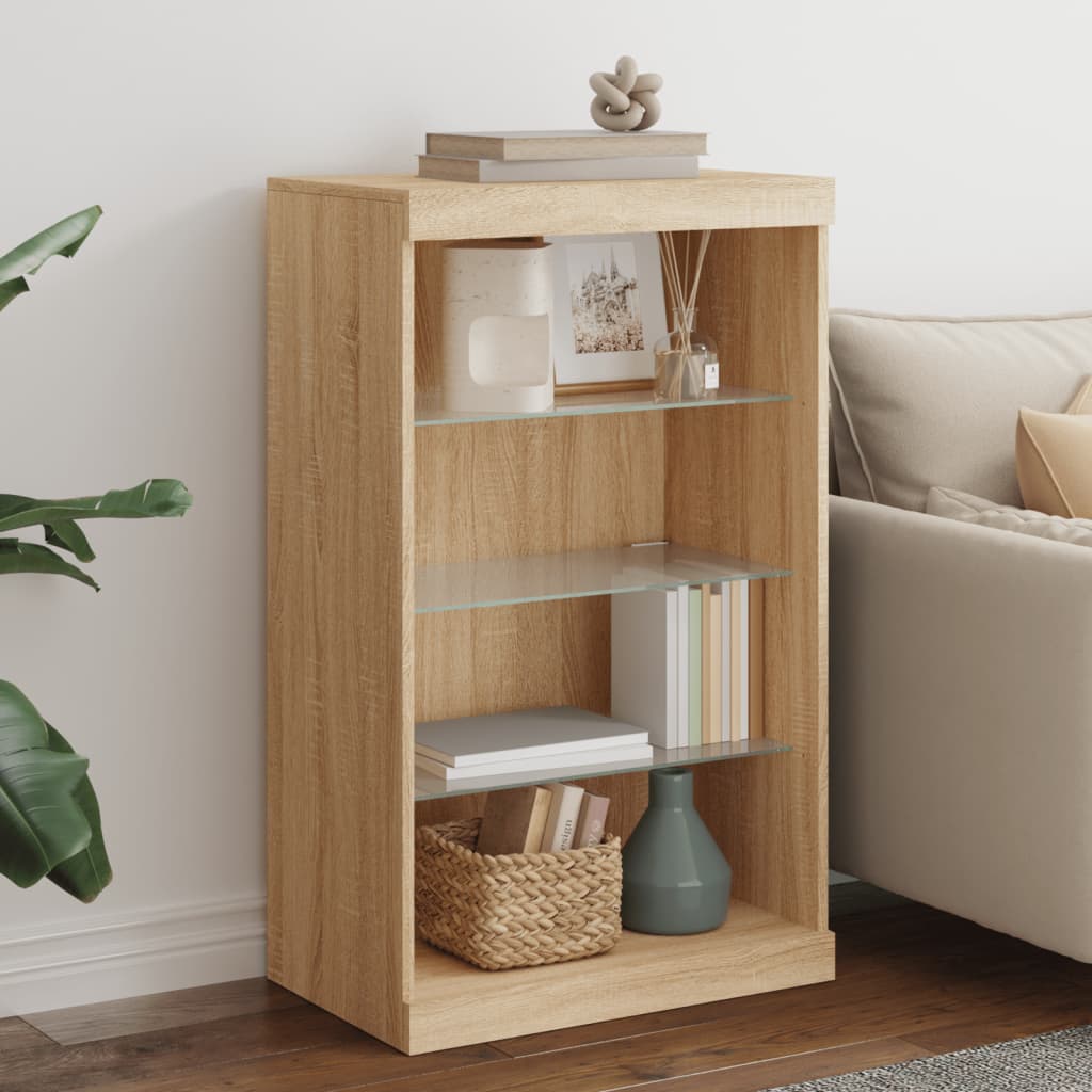 Skjenk Sonoma Eik med LED-lys 60,5x37x100 cm