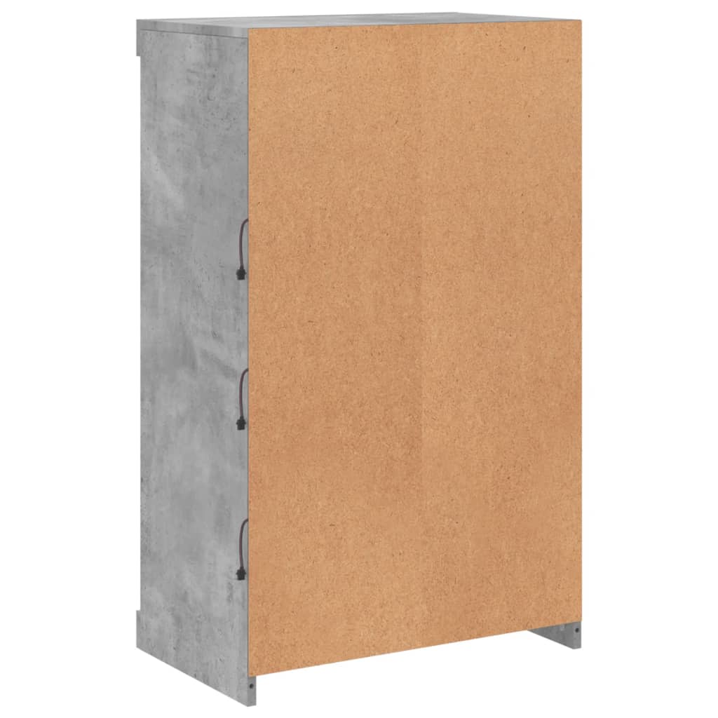 Skjenk Betonggrå med LED-lys 60,5x37x100 cm