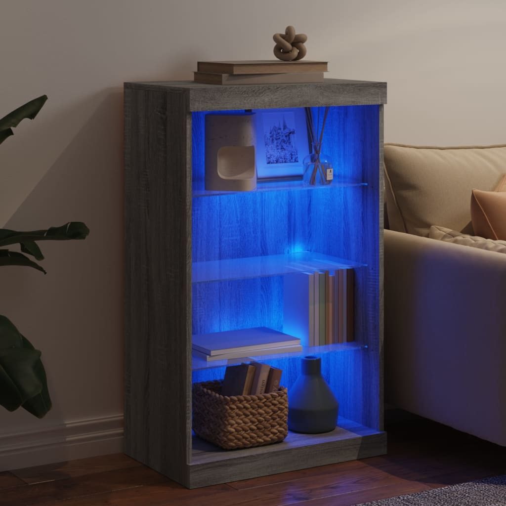 Skjenk Sonoma Grå med LED-lys 60,5x37x100 cm