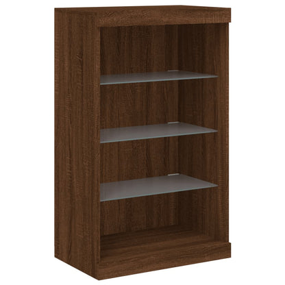 Skjenk Brun Eik med LED-lys 60,5x37x100 cm