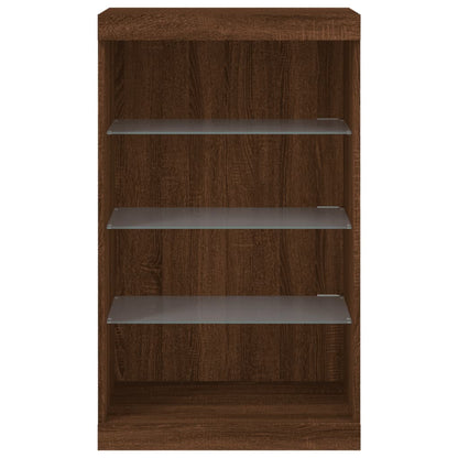 Skjenk Brun Eik med LED-lys 60,5x37x100 cm