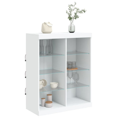 Skjenk Hvit med LED-lys 81x37x100 cm