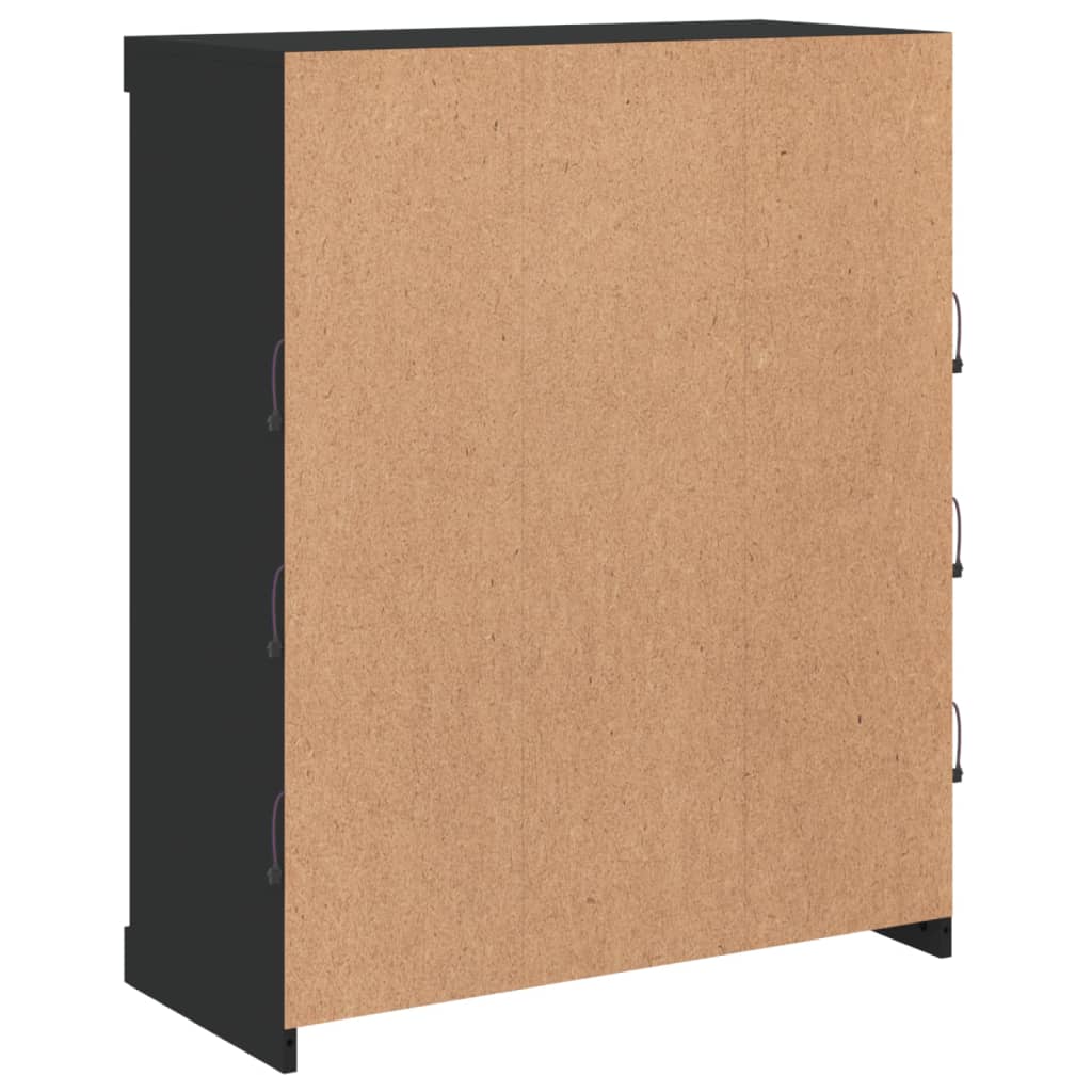 Skjenk Svart med LED-lys 81x37x100 cm