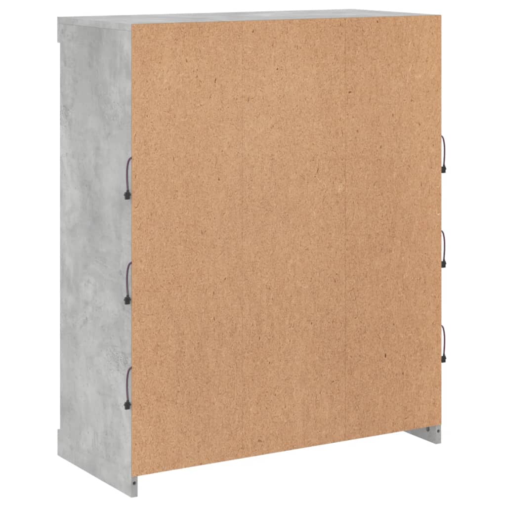 Skjenk Betonggrå med LED-lys 81x37x100 cm