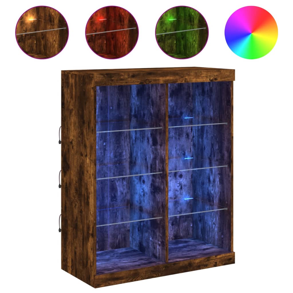 Skjenk Røkt Eik med LED-lys 81x37x100 cm