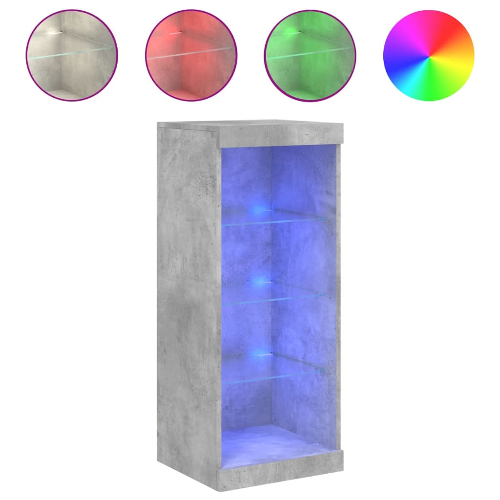 Skjenk Betonggrå med LED-lys 41x37x100 cm