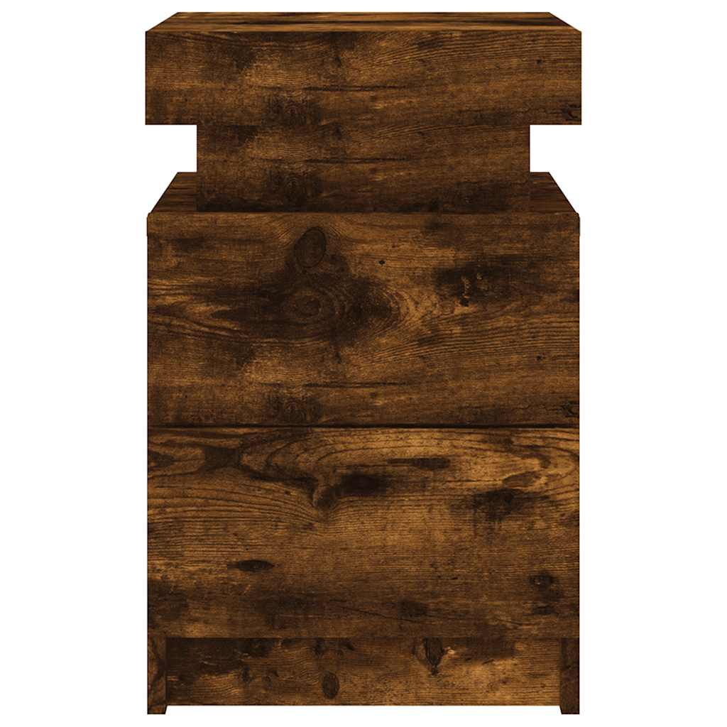 Nattbord Sengbord Røkt Eik med LED 35x39x55 cm