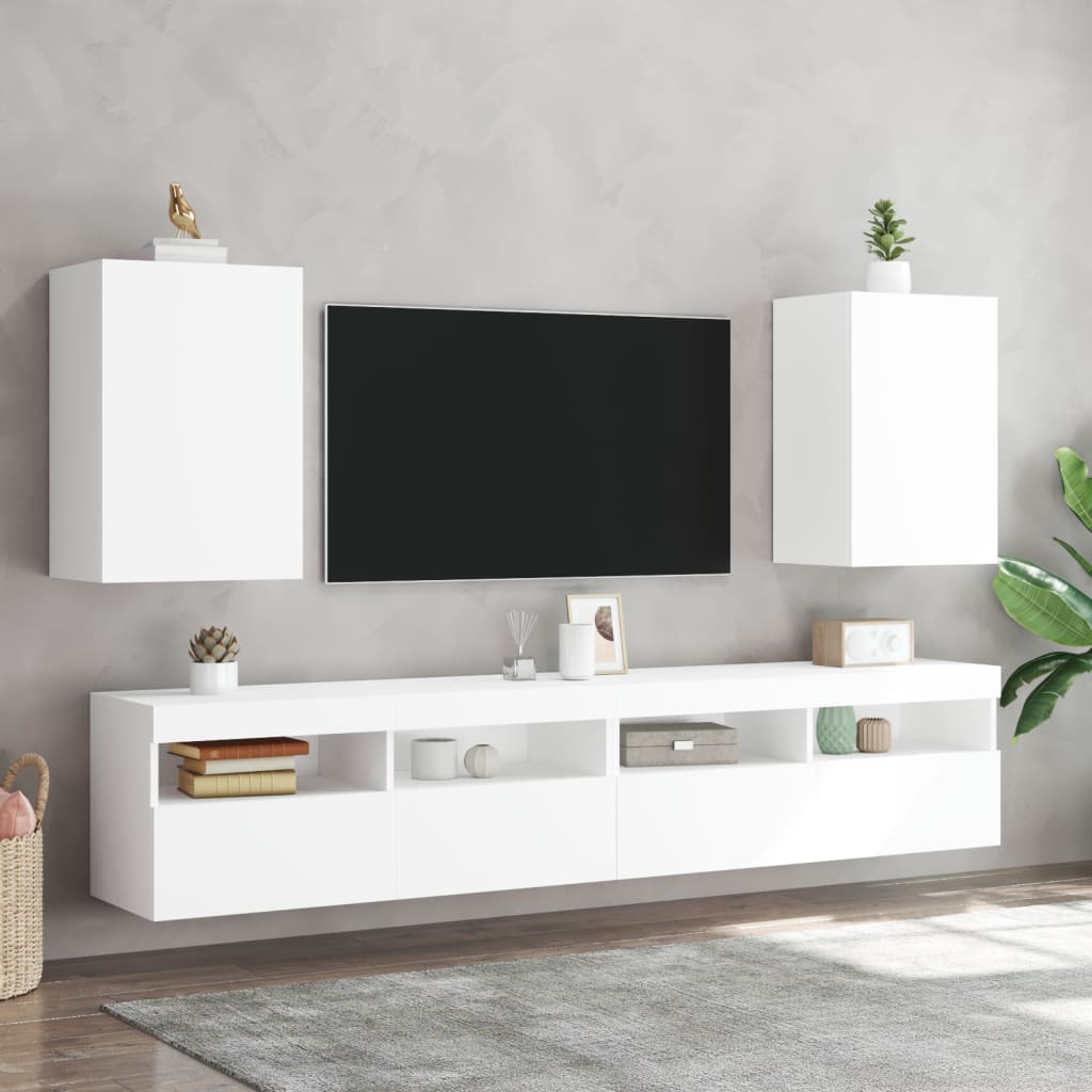 TV-benk Vegghengt hvit 40,5x30x60 cm konstruert tre