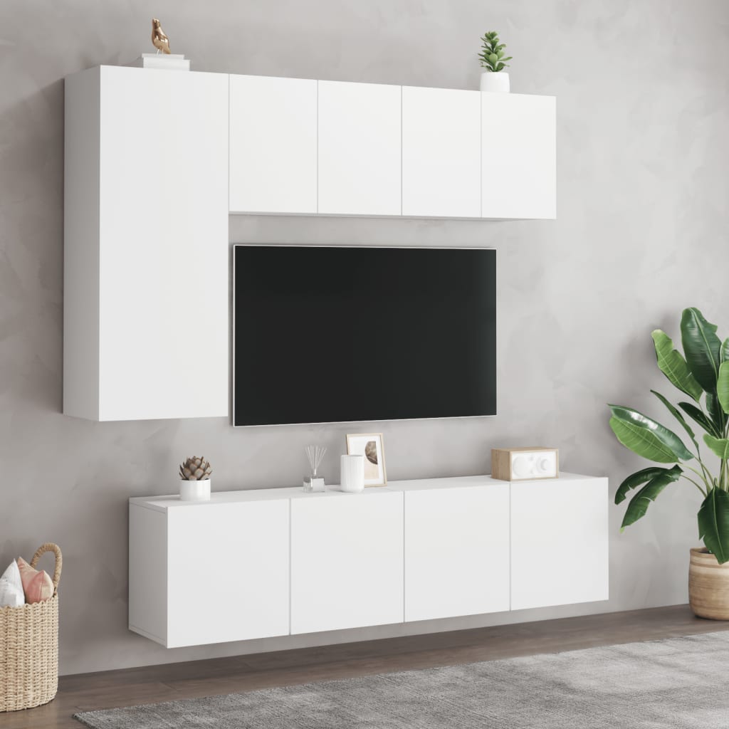 TV-benk Vegghengt hvit 60x30x41 cm