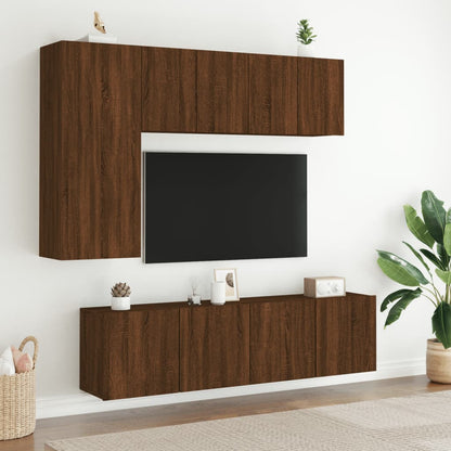 TV-benk Vegghengt brun eik 60x30x41 cm