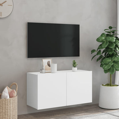 TV-benk Vegghengt hvit 80x30x41 cm