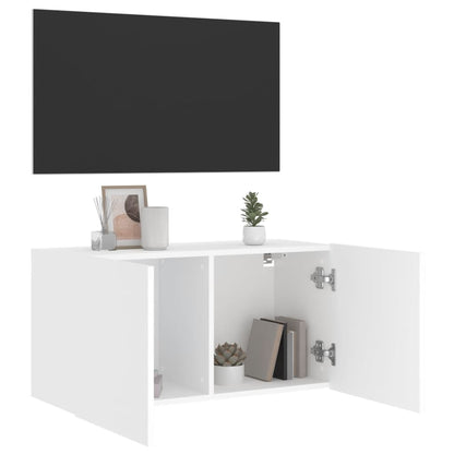 TV-benk Vegghengt hvit 80x30x41 cm