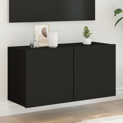 TV-benk Vegghengt svart 80x30x41 cm