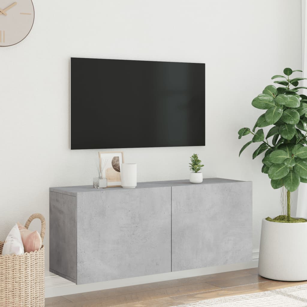 TV-benk Vegghengt betonggrå 100x30x41 cm