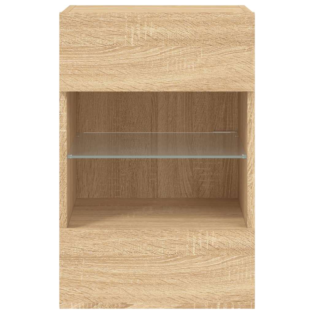 TV-benk Vegghengt med LED sonoma eik 40x30x60,5 cm