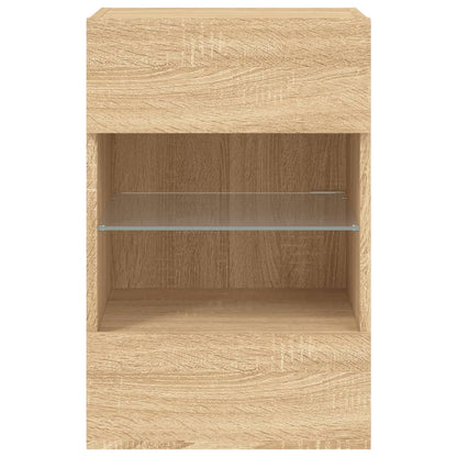 TV-benk Vegghengt med LED sonoma eik 40x30x60,5 cm