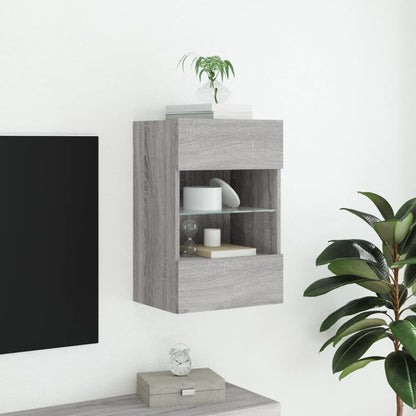 TV-benk Vegghengt med LED grå sonoma 40x30x60,5 cm