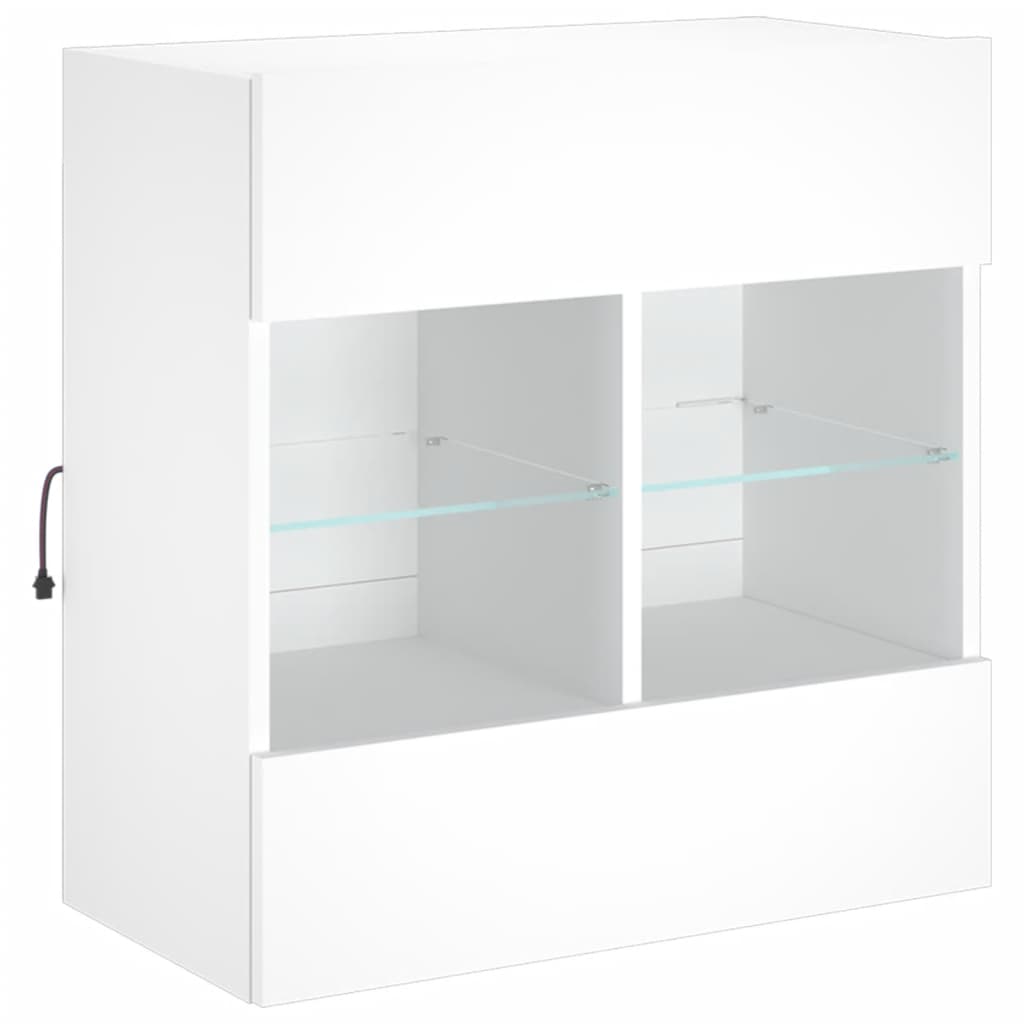 TV-benk Vegghengt med LED hvit 58,5x30x60,5 cm