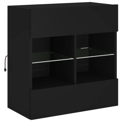 TV-benk Vegghengt med LED svart 58,5x30x60,5 cm