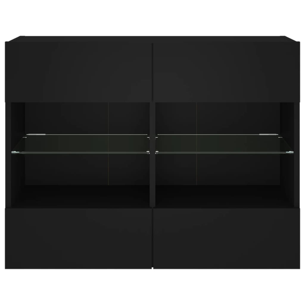 TV-benk Vegghengt med LED svart 78,5x30x60,5 cm