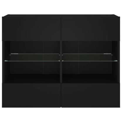 TV-benk Vegghengt med LED svart 78,5x30x60,5 cm