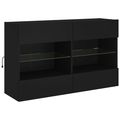 TV-benk Vegghengt med LED svart 98,5x30x60,5 cm