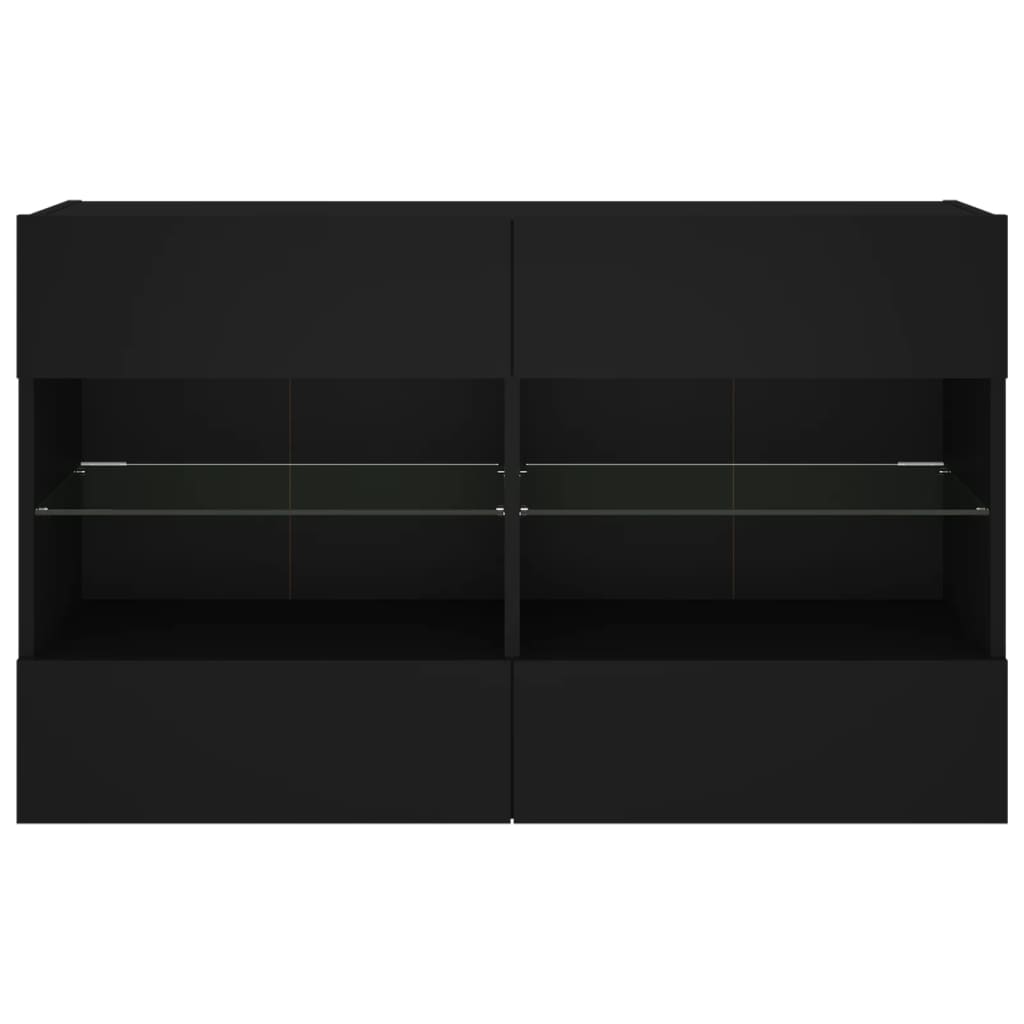 TV-benk Vegghengt med LED svart 98,5x30x60,5 cm