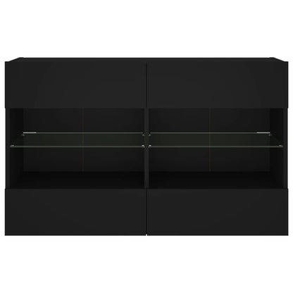 TV-benk Vegghengt med LED svart 98,5x30x60,5 cm