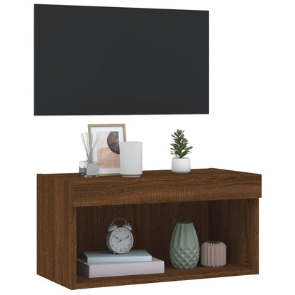 TV-benk med LED brun eik 60x30x30 cm